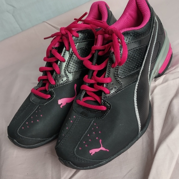 Puma Tazon 6 Women's Sz 8 Athletic Running Shoes Black Leather /Pink #18987702 - Picture 2 of 11